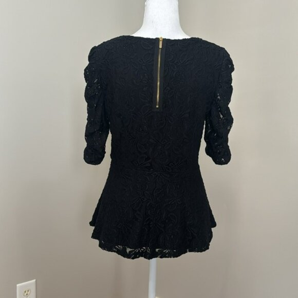 Black Lace Peplum Top with 3/4 Sleeves - Picture 6 of 7